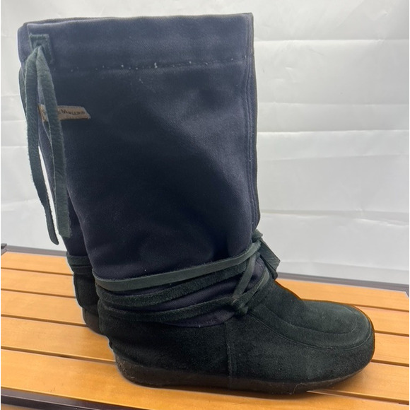 VTG Steger Mukluks Moosehide Canvas Outer Wool Liner Black Snow Winter Boot 9 - Picture 5 of 10